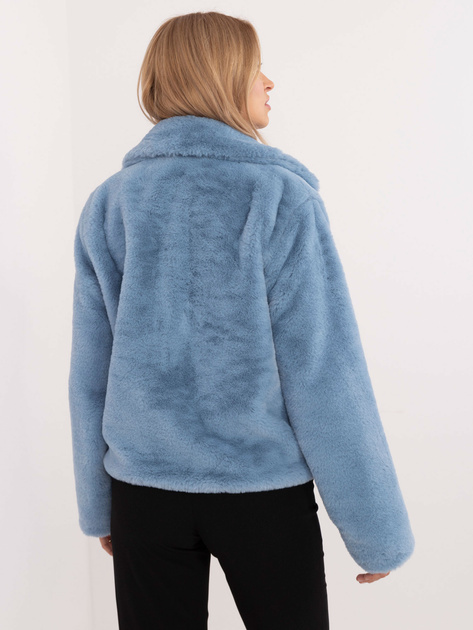 Hurtownia Niebieska futrzana kurtka z kieszeniami