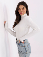 Ecru dopasowana bluzka basic w prążek RUE PARIS