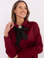 Hurtownia Bordowa żakardowa koszula z apaszką 