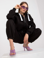 Czarny dresowy komplet basic z bluzą rozpinaną 