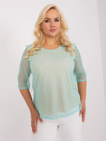 Hurtownia Miętowa elegancka bluzka plus size