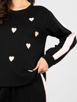 Czarny komplet z przeszyciami na spodniach RUE PARIS 