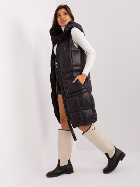 Hurt Czarna długa kamizelka z kapturem SUBLEVEL