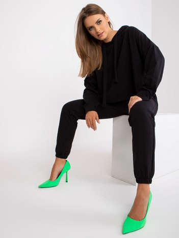 Czarny dwuczęściowy komplet dresowy basic z bawełny