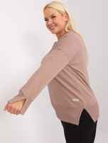 Hurtownia Ciemnobeżowa bluza plus size z bawełny 