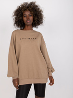 Ciemnobeżowa damska dresowa bluza bez kaptura z bawełny Miley 