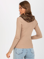 Hurtownia Ciemnobeżowy damski komin w cętki 