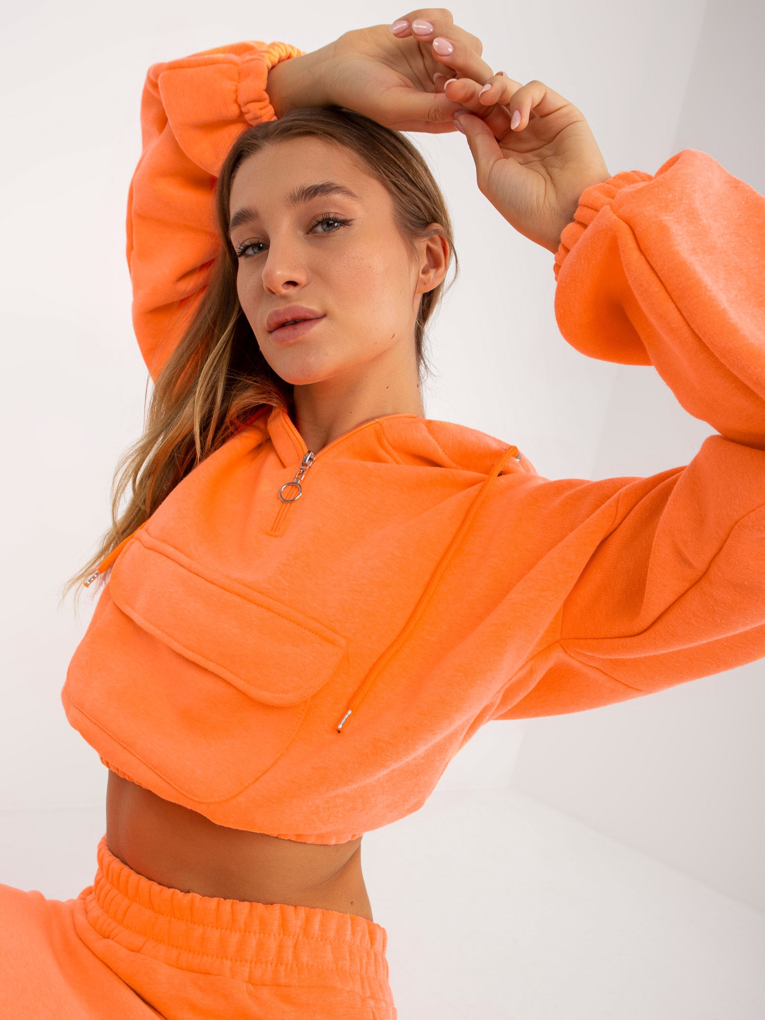 Hurt Fluo pomarańczowy dresowy komplet basic z krótką bluzą Emilie