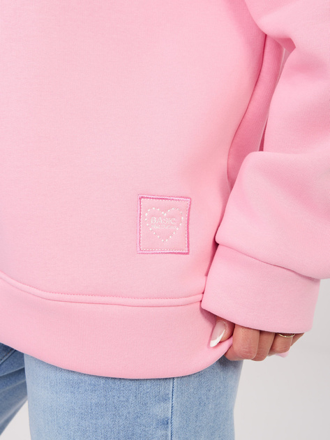 Pastelowa różowa dresowa bluza basic z kapturem RUE PARIS