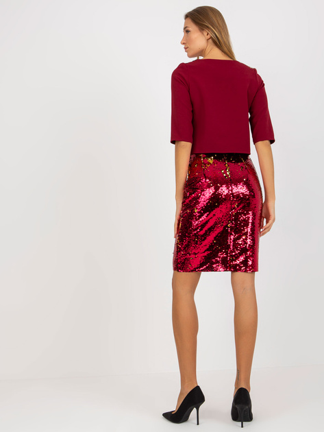 Hurtownia Bordowa damska bluzka wizytowa z cekinami