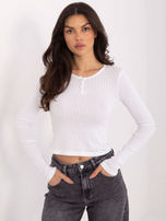 Ecru damska bluzka basic w ażurowy wzór