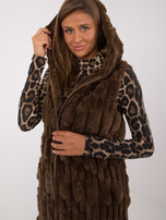 Hurt Ciemnobrązowa ciepła kamizelka futrzana z podszewką