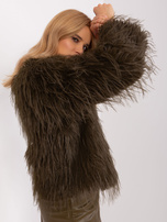 Khaki fur transitional jacket with lining wholesale.