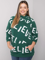 Tmavě zelená vzorovaná mikina plus size Perth.