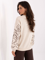Light beige women's sweatshirt with a ribbed hem.