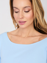 Pastelowa niebieska damska bluzka basic z rękawem 3/4 RUE PARIS  