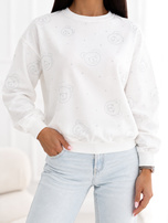 Ecru Sweatshirt mit glänzendem Motiv.