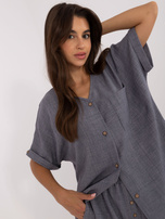 Hurt Ciemnoszary dwuczęściowy komplet letni z bluzką i szortami