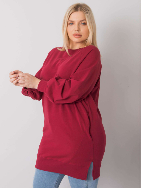 Bordowa gładka bluza plus size Toledo