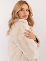 Hurt Jasnobeżowa kurtka przejściowa ze sztucznego futra