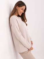 Jasnobeżowa casualowa bluzka z bawełny 