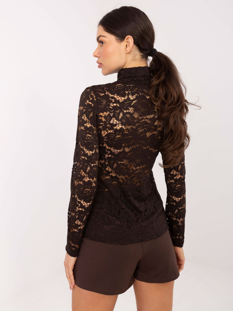 Brązowa elegancka bluzka z koronki