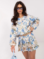 Niebieskie spódnico-szorty z plisowaniem