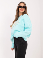 Miętowa ocieplana bluza bez kaptura RUE PARIS 