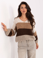 Ecru-brown women's oversized sweater RUE PARIS.