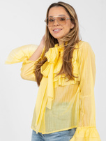 Żółta prześwitująca koszula z kokardą 