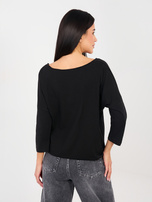 Schwarzes Basic-Oberteil mit 3/4-Ärmeln RUE PARIS.