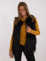 Hurtownia Czarna kamizelka futrzana z podszewką