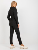 Hurtownia Czarna elegancka marynarka od garnituru w paski