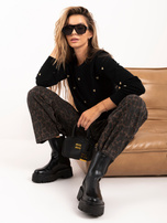 Black women's sweater with embroidery.