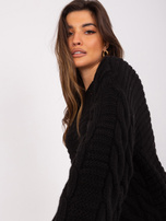 Hurt Czarny sweter z warkoczami z dodatkiem wełny