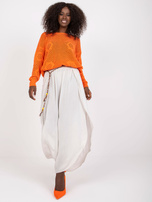 Beżowe zwiewne szerokie spodnie z rozcięciami OCH BELLA 