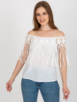 Hurtownia Biała damska bluzka hiszpanka z koronką