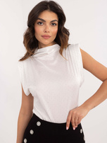 Hurt Biała wizytowa bluzka z błyszczącymi aplikacjami