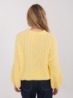 Jasnożółty damski sweter z domieszką wełny