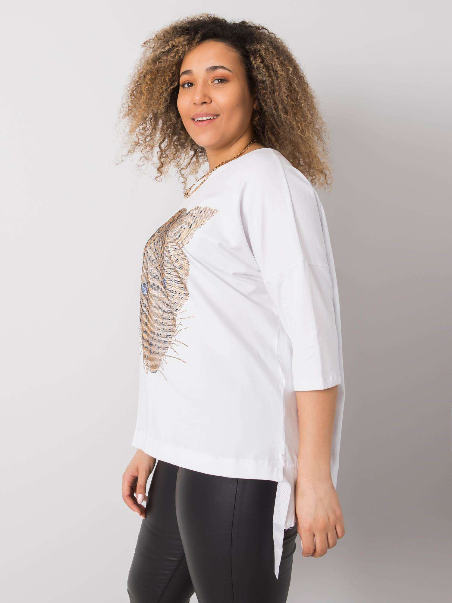 Biała bluzka plus size z aplikacją Darren