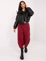 Bordowe dresowe spodnie basic typu alladynki