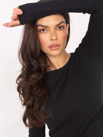 Czarna damska bluzka z długim rękawem