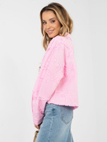 Jasnoróżowa jeansowa kurtka z aplikacją 3D RUE PARIS 