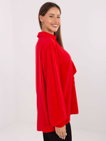 Czerwona elegancka bluzka z wiązaniem