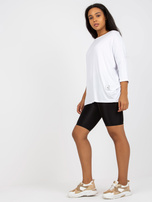 Hurtownia online Biała gładka bluzka plus size z rękawem 3/4 