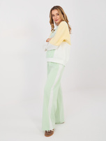 Pistacjowy kolorowy komplet z szerokimi spodniami RUE PARIS 