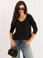 Czarna bluzka basic z rękawem 3/4 RUE PARIS