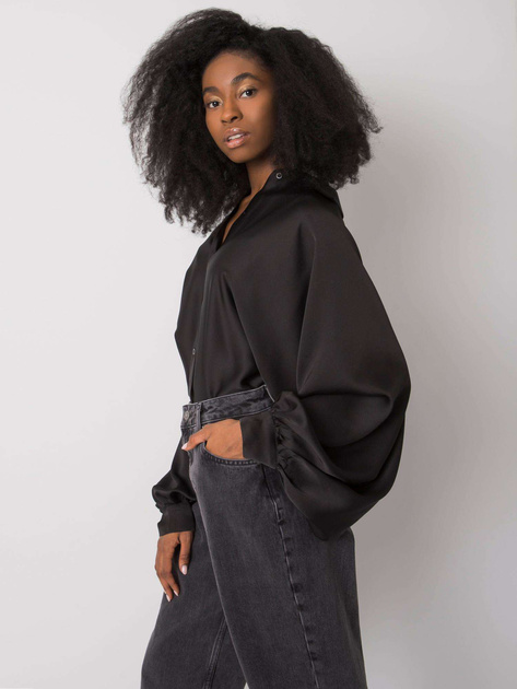 Czarna koszula z szerokimi rękawami Cristina