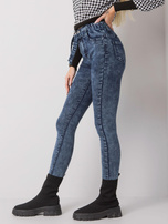 Niebieskie dopasowane jeansy z wiązaniem Lexington