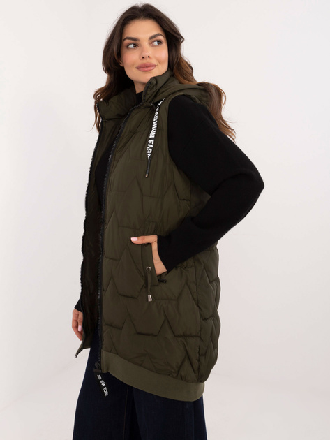 Hurt Khaki długa kamizelka damska z odpinanym kapturem